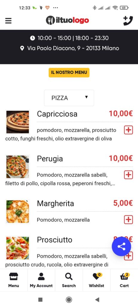 demo home menu in app