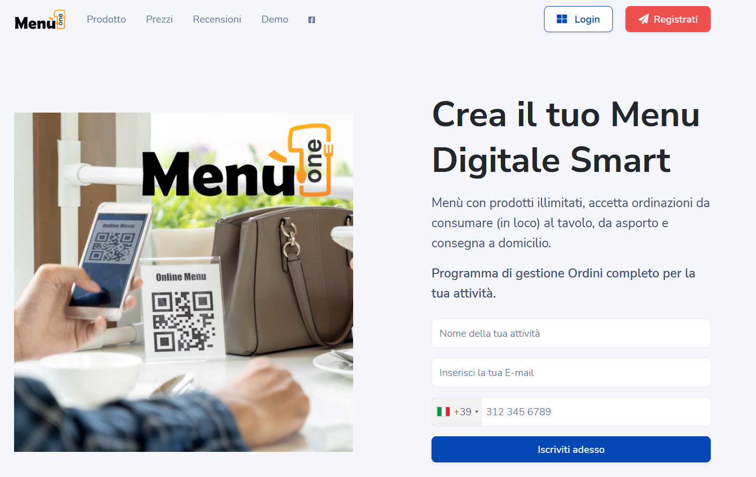 menu one menu digitale ordinazioni taoli delivery subitroweb